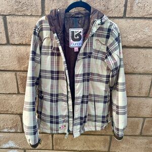Burton Plaid Hooded Snowboarding Jacket Coat Women's Small